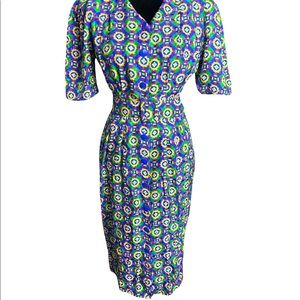 Vintage colorful abstract print dress